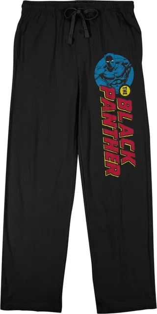Marvel Universe Black Panther Badge and Logo Men's Black Sleep Pajama Pants