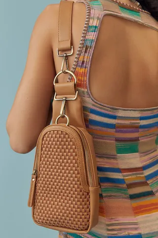 Woven Liberty Sling Bag Brown