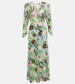 Selma floral silk crepe midi dress