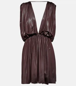 Lilies pleated jersey minidress