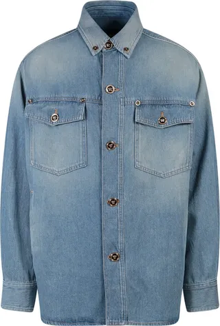 Oversize denim jacket with Medusa buttons
