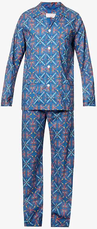 ens ulti Elton John x Ledbury Geometric-print Cotton-poplin Pyjamas