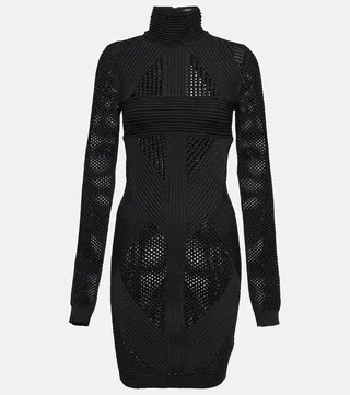 Mesh-paneled minidress