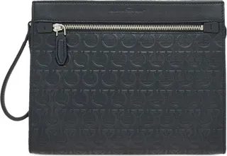 Gancini embossed zipped clutch