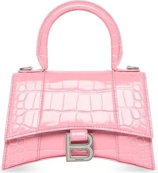 Hourglass crocodile-embossed handbag