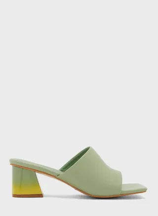 Flared Heel Squared Toe Mule