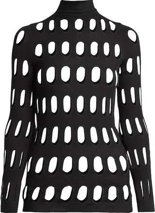 Net Cut Out Turtleneck Top