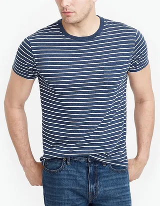 J.Crew Factory Men's Slim Broken-In Striped Pocket Tee