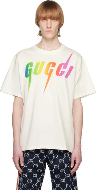 Gucci Off-White Printed T-Shirt