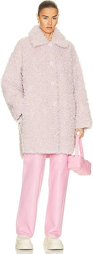 STAND STUDIO Gwen Faux Shearling Coat in Black
