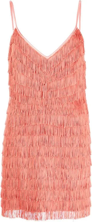fringed V-neck dress