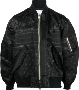 Logo-Print Zip-Up Bomber Jacket