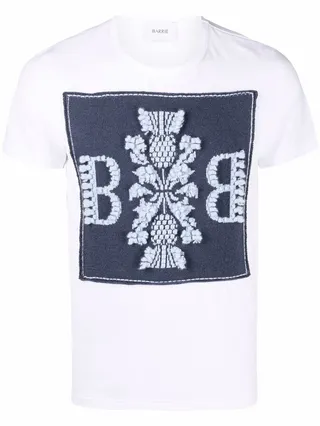cashmere-patch cotton T-shirt