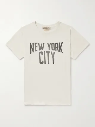 Distressed Printed Cotton-Jersey T-Shirt