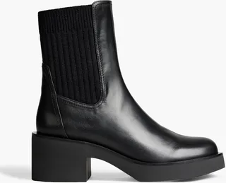Gotham ribbed-knit and leather platform Chelsea boots