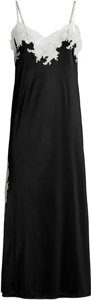 Contrast Lace-Trim Nightdress
