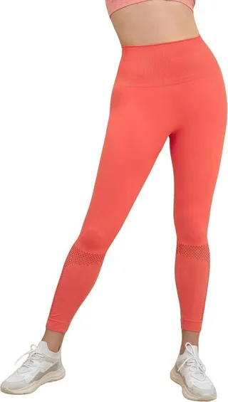 Leonisa High Waisted Legging with Double-Layered Waistband and Breathable Mesh Cutouts - Pink XL