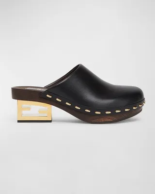 60mm Vitello Mid-Heel Baguette Clogs