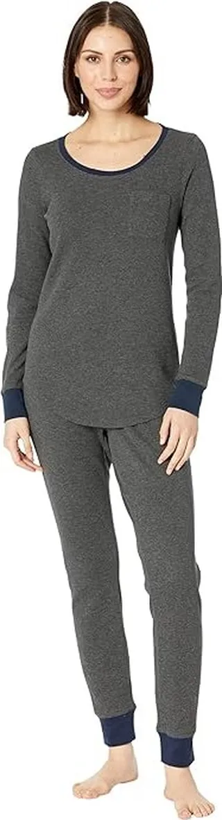 L.L.Bean Mini Waffle Lounge Set (Charcoal Heather) Women's Pajama Sets