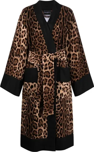 Brown Leopard Print Robe