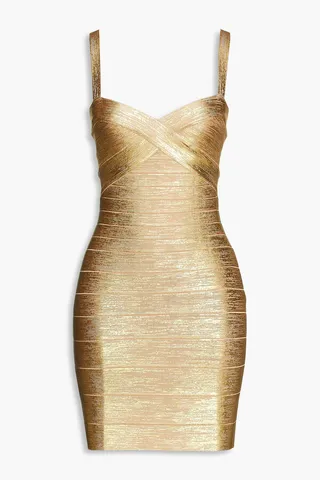Metallic bandage mini dress