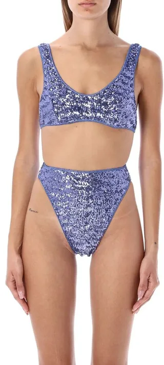 Oséree Sequin-Detailed Tie Fastened Bikini Set