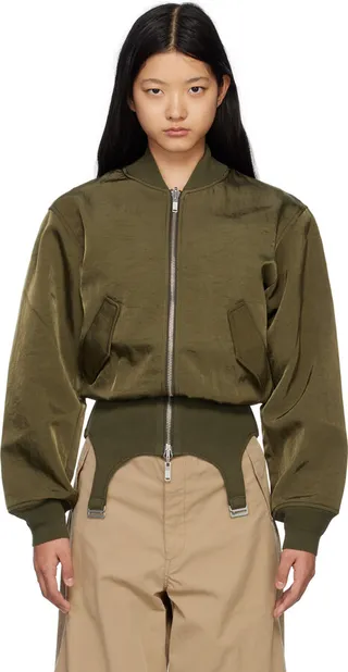 Dion Lee Khaki Convertible Rib Reversible Bomber Jacket
