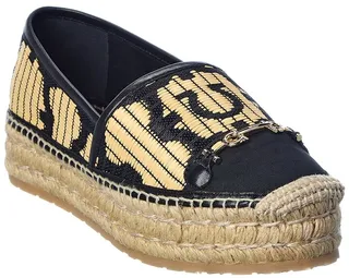 Salvatore Ferragamo Kim 3 Straw & Leather Platform Espadrille