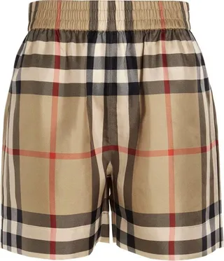 Burberry Check Pattern Straight Leg Shorts