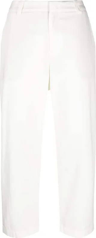 Straight-Leg Cropped Cotton Trousers