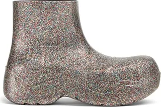 Puddle Glitter Rubber Ankle Boots Silver Multicolor