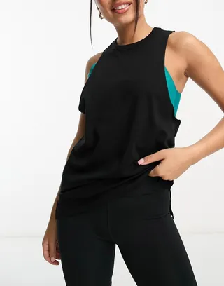 ASOS 4505 icon tank top with drop arm hole in cotton - BLACK
