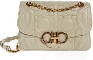 Quilted Double Gancio Leather Shoulder Bag