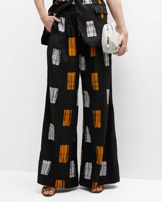 Bukola Hand-Stitched Cotton Wide-Leg Pants