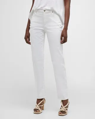 Petite Straight-Leg Stretch Denim Pants