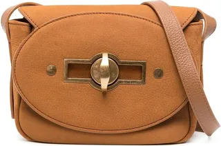 Engraved-Logo Leather Shoulder Bag