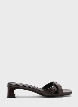 Square Toe Croc Effect Sandal