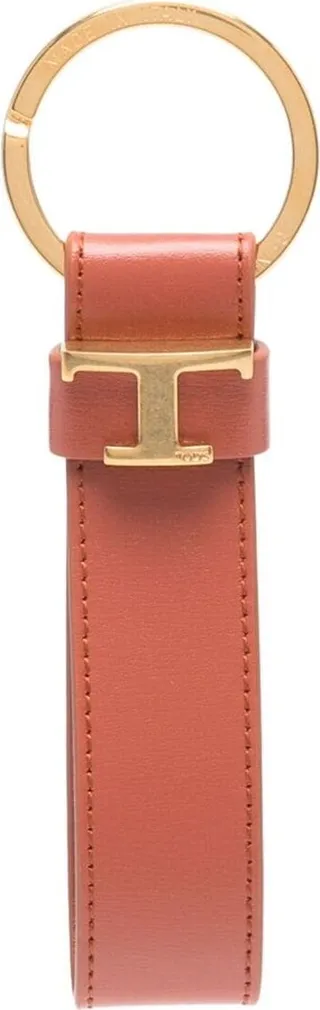 Letter-Charm Leather Keyring