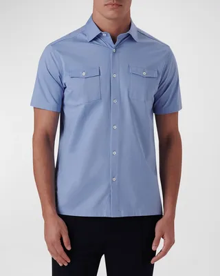 Men's OoohCotton Short-Sleeve Shirt with Chest Pockets