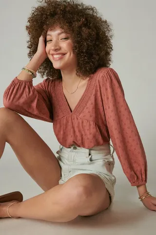 Pointelle Empire Top