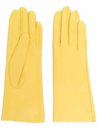 Zig-Zag Edge Leather Gloves