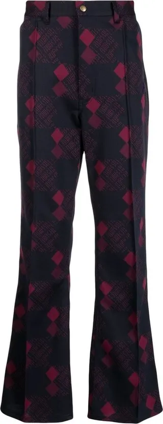 Flared-Leg Graphic-Print Trousers