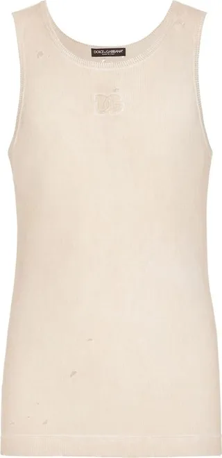 Distressed Embossed-Logo Vest