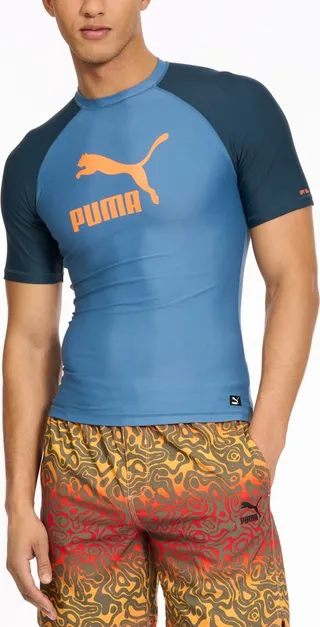 Puma Men's Archive Performance-Fit Short-Sleeve Swim Shirt