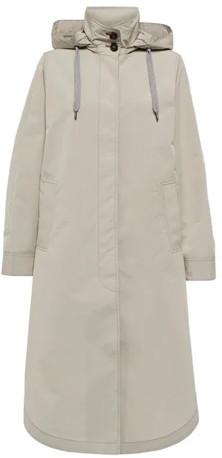 Hooded cotton-blend raincoat
