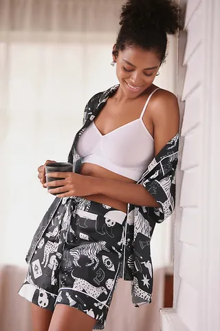 Karen Mabon Animal Pajama Short Set Black