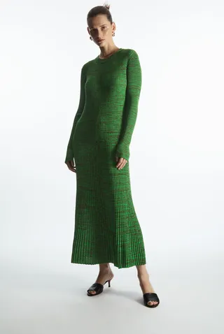 Mélange Ribbed Midi Dress