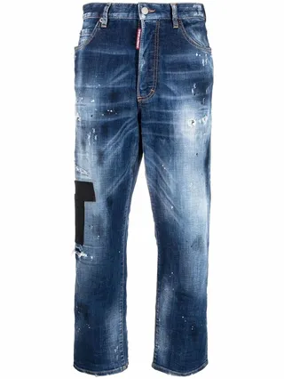 Distressed Straight-Leg Jeans