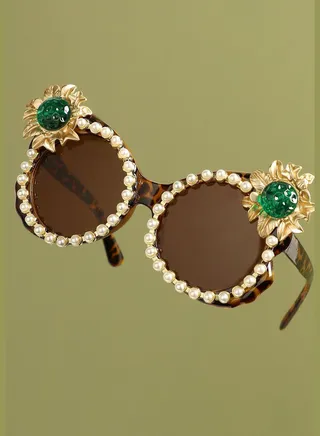 Gold Plated Designer Stone Western Wear Sunglass For Women