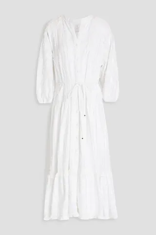 Okimi Charley fil coupé cotton and linen-blend jacquard midi dress